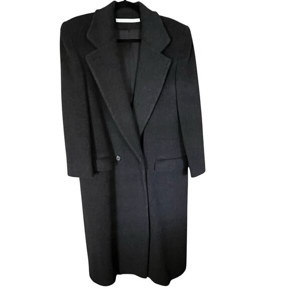 Vintage Perry Ellis Wool Over Coat Winter Dark Gray Size 14 Long USA Union Made - Picture 1 of 12